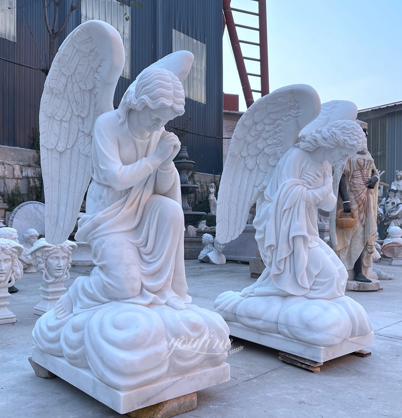 Kneeling Marble Angels Statues