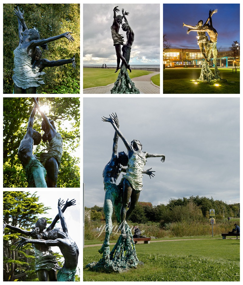 Large Bronze Couple Garden Statue Details