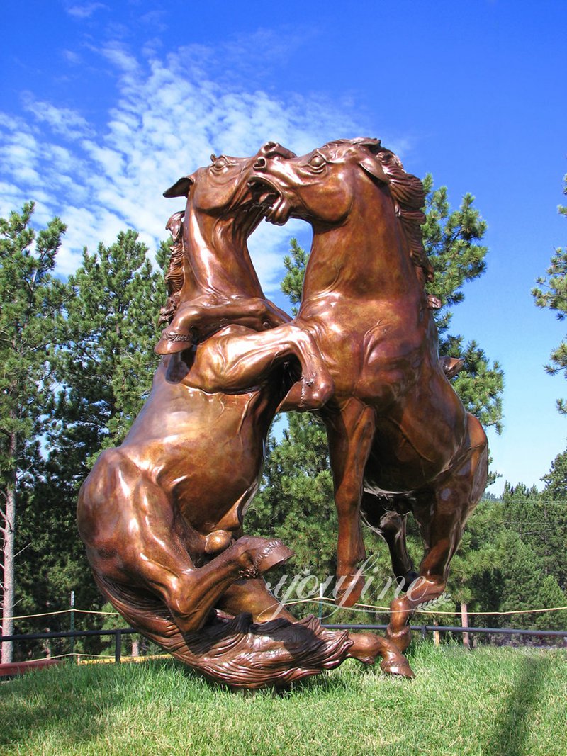 Large Bronze Fighting Stallions Memorial