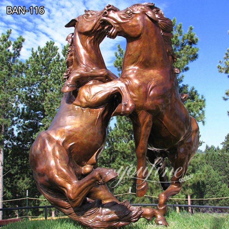 Large Bronze Fighting Stallions Sculpture Memorial