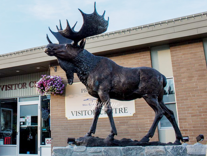 Large Bronze Walking Moose Sculpture for Yard Decor 