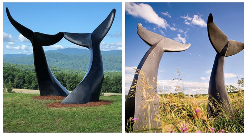 Large Bronze Whale Tail Sculpture