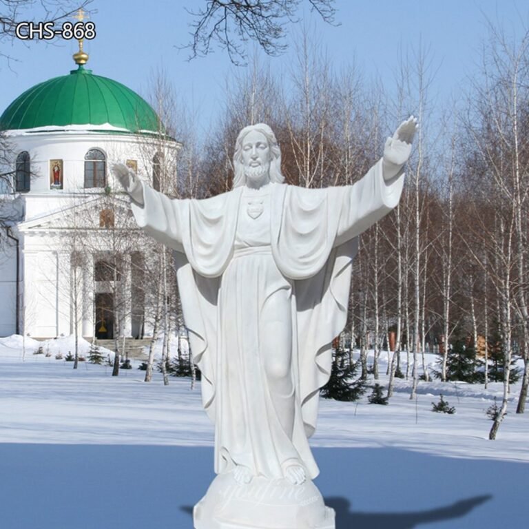 Large White Marble Jesus Open Arms Statue for Church Decor