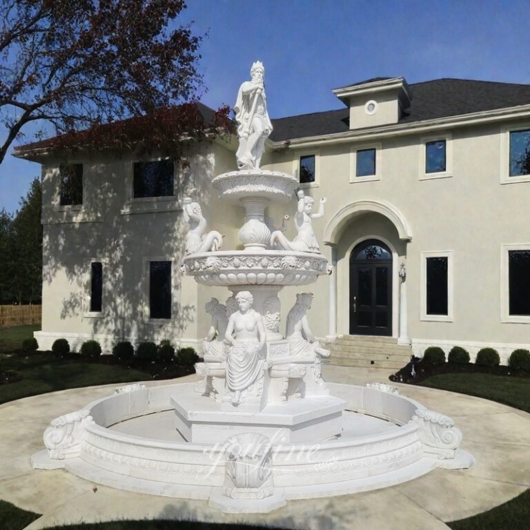 Large Marble Poseidon Water Fountain for Villa Decor