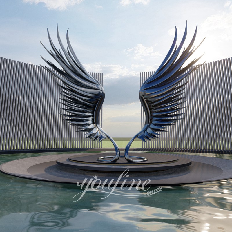 Large Modern Metal Wing Sculpture for City Center (2)