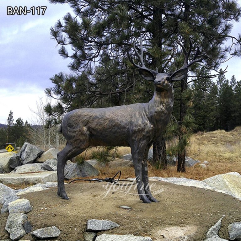 Large Mule Deer Sculpture in Bronze