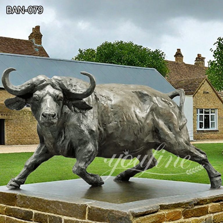 Large Outdoor Bronze Running Buffalo Statue for Sale (1)