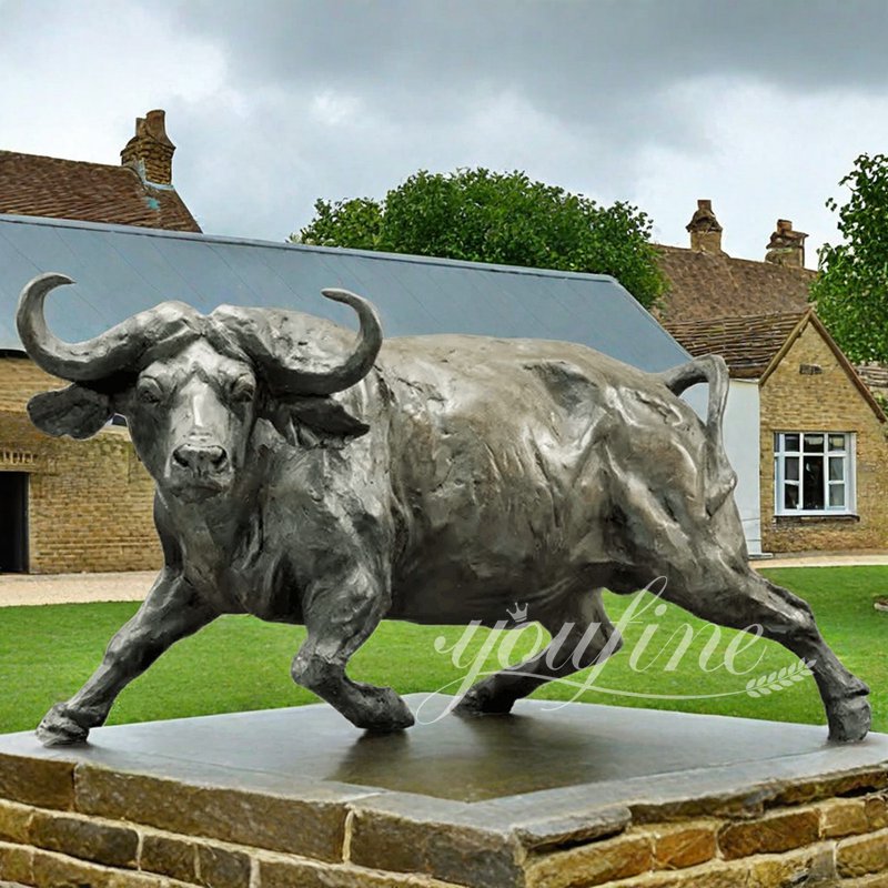 Large Outdoor Bronze Running Buffalo Statue for Sale (3)
