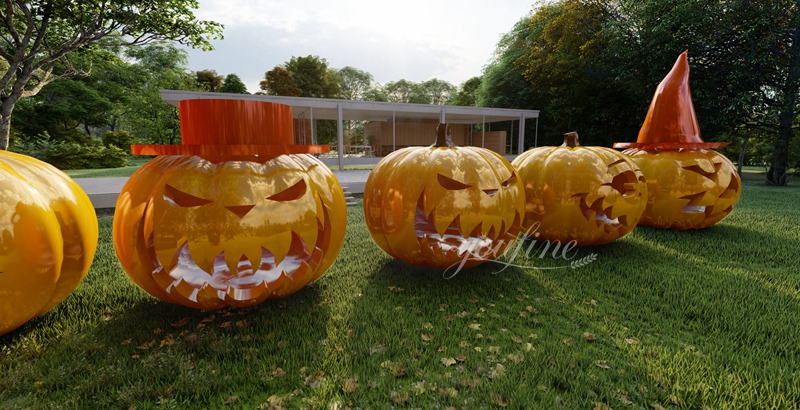 Large Outdoor Pumpkin Statue for Halloween Garden Decor 