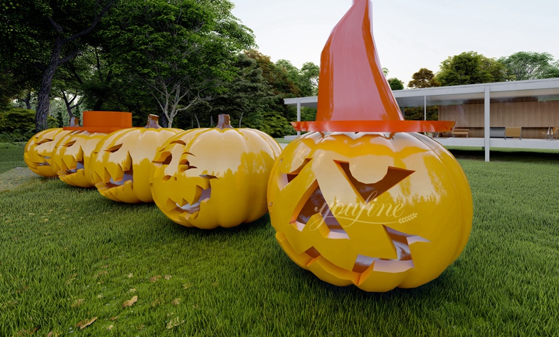 Large Outdoor Pumpkin Statue for Halloween Garden Decor 