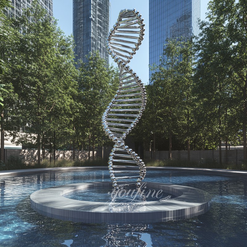 Large Outdoor Stainless Steel DNA Art Sculpture