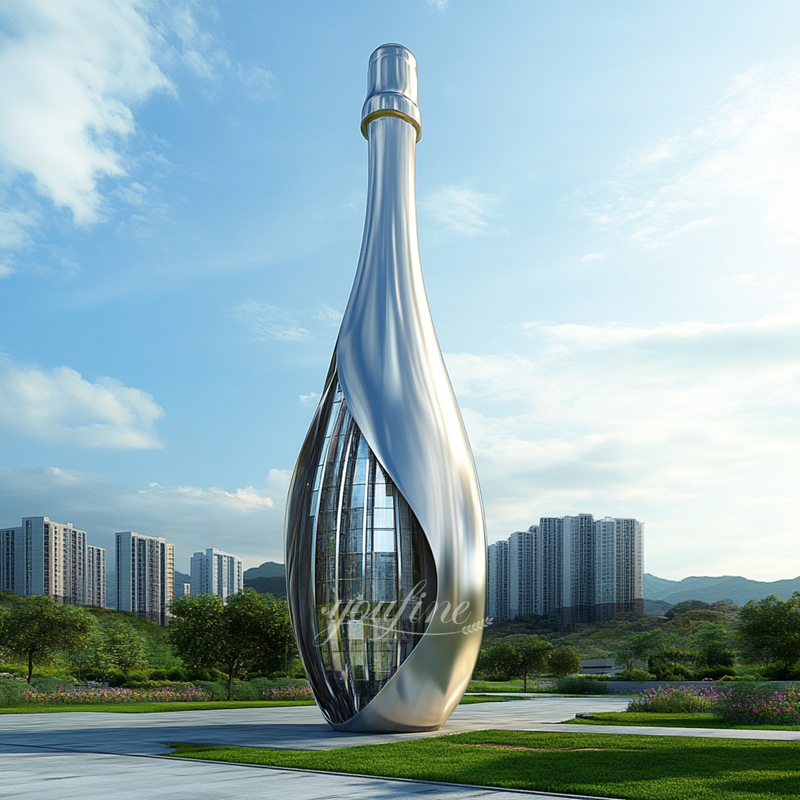 Large Outdoor Stainless Steel Metal Bottle Sculpture 