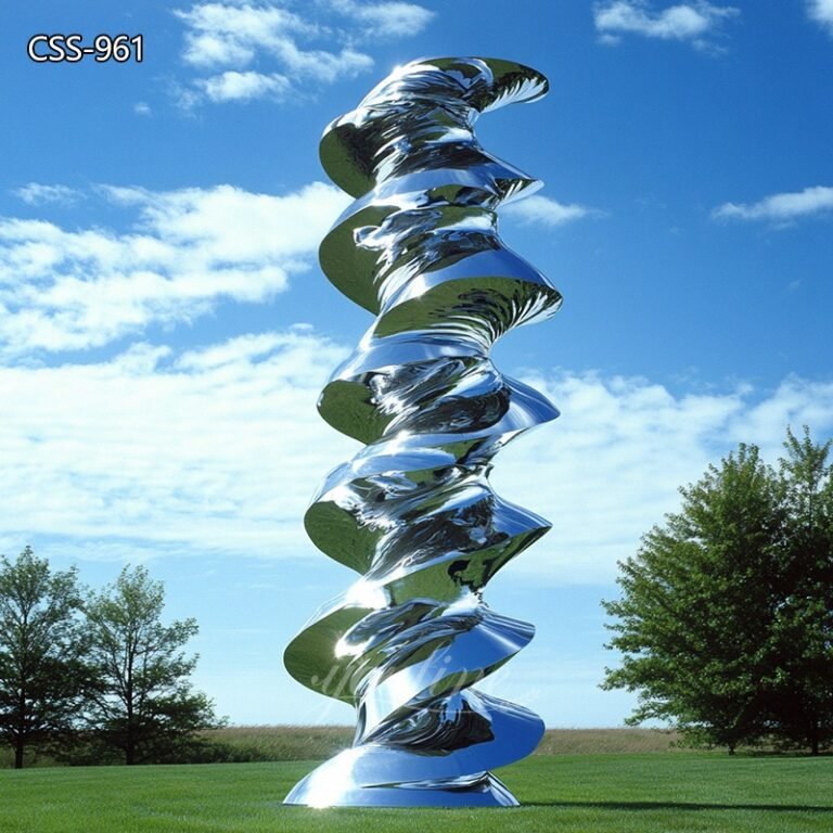 Large Polished Stainless Steel Tornado Sculpture