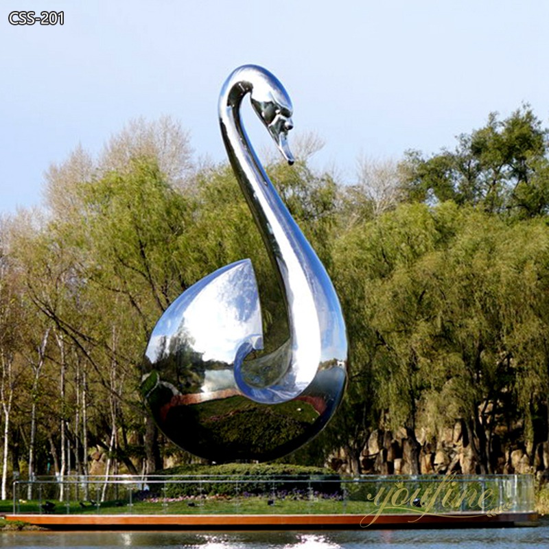 Large Stainless Steel Abstract Swan Sculpture