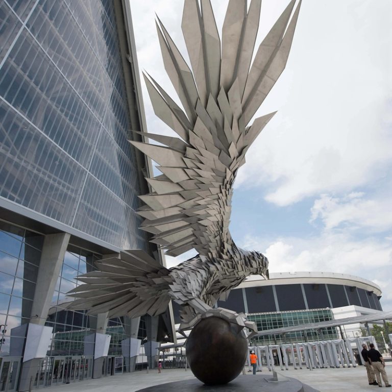 Large Stainless Steel Atlanta Falcon Replica Sculpture