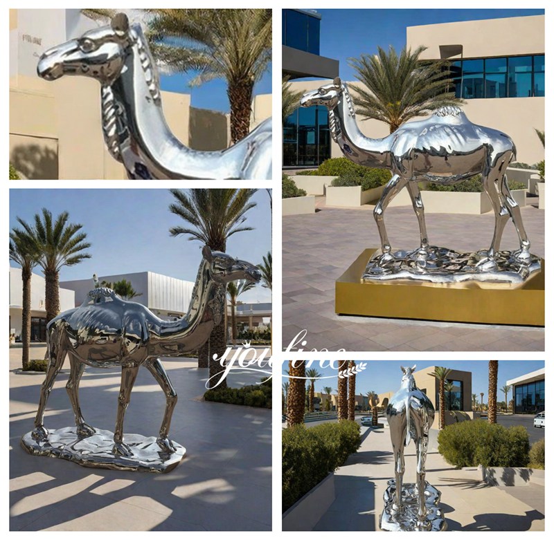 Large Stainless Steel Camel Statue Details