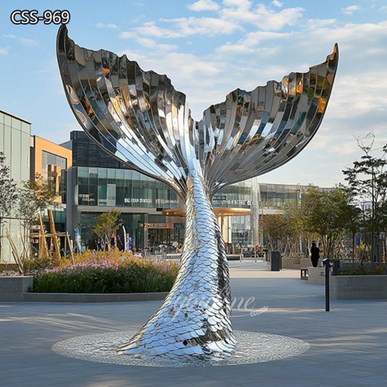 Large Stainless Steel Whale Tail Sculpture