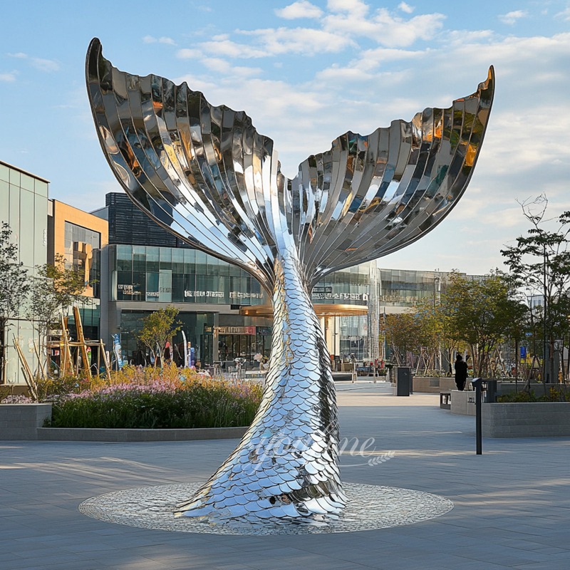 Large Stainless Steel Whale Tail Sculpture for Shopping Square