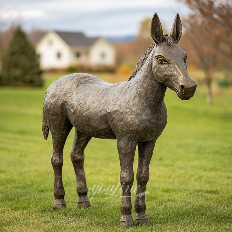 Large Standing Bronze Donkey Statue