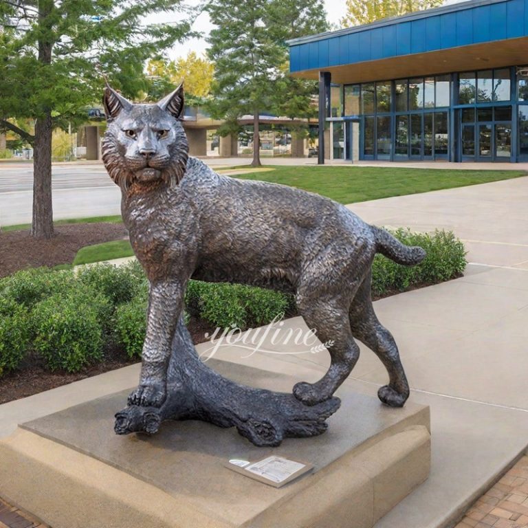 Large Walking Bronze Wildcat Statue