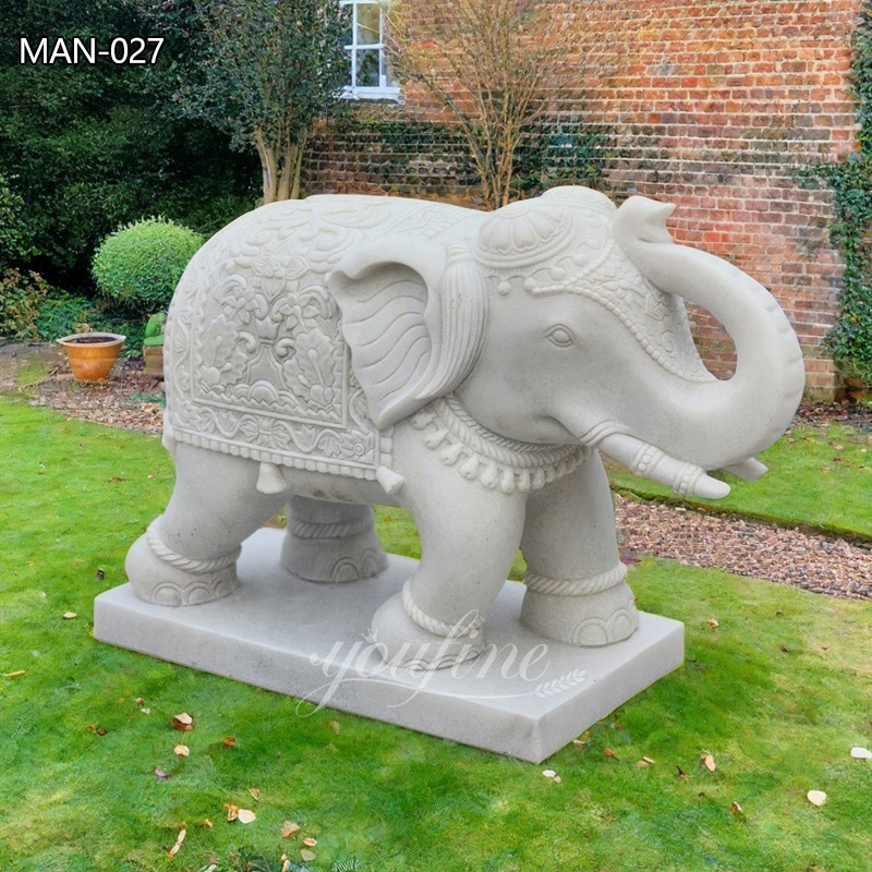 Large White Marble Elephant Statue