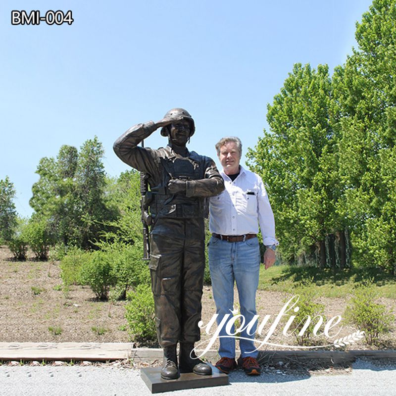Life Size Bronze Saluting Soldier Memorial Statue for Sale (1)