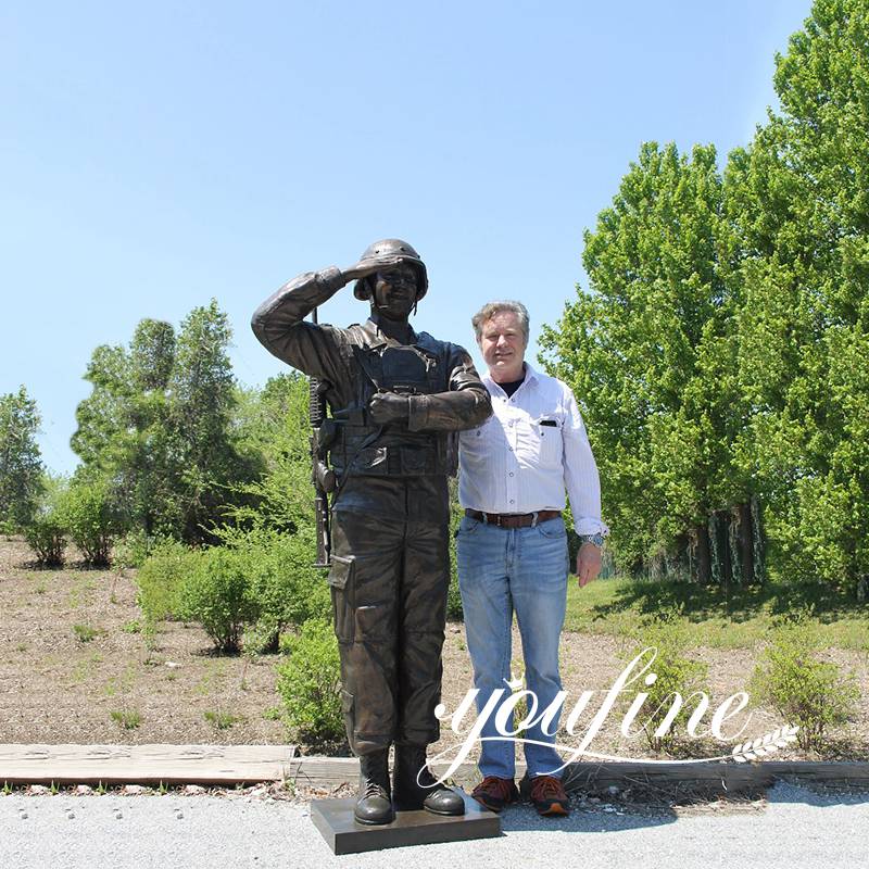 Life Size Bronze Saluting Soldier Memorial Statue for Sale (8)