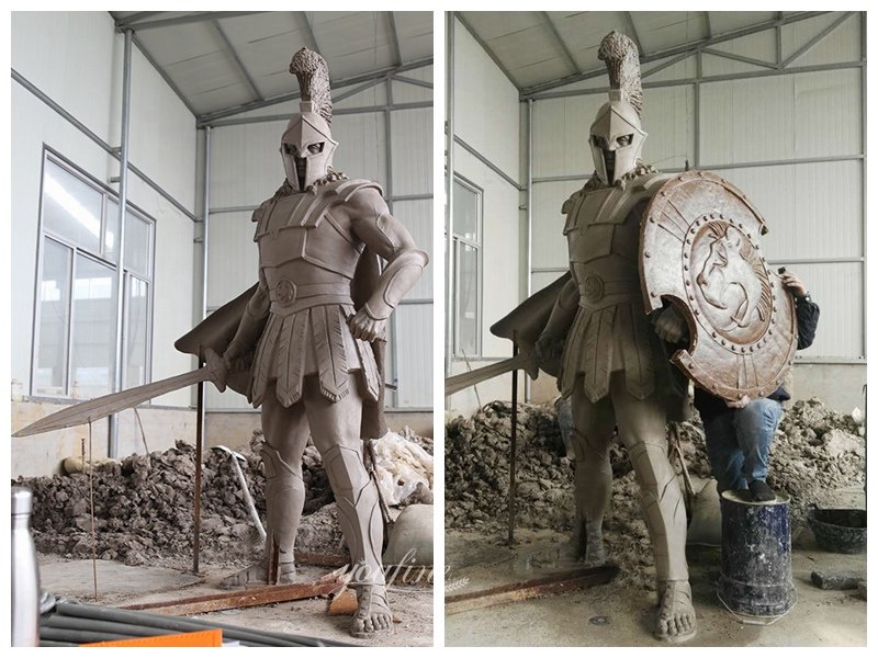 Life Size Bronze Spartan Warrior Statue Clay Model