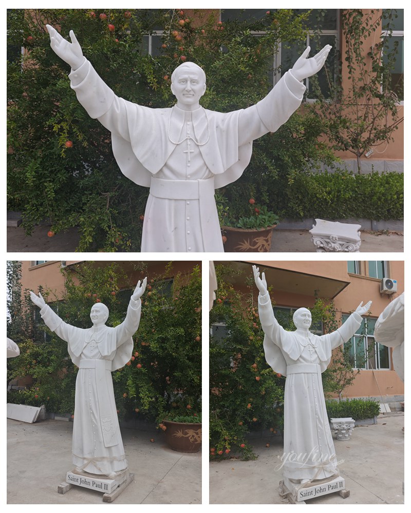 Life Size Marble St John Paul II Statue Details