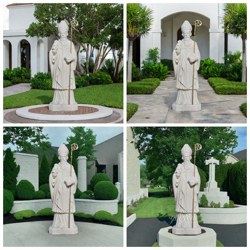 Life Size Outdoor Marble St Patrick Garden Statue Application Scenes