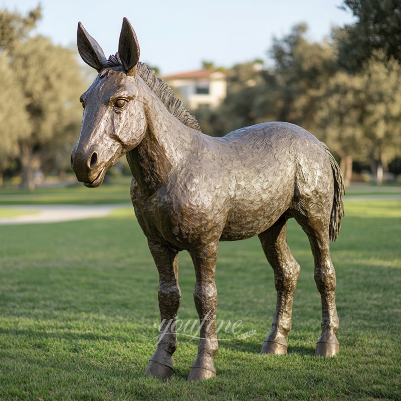 Life Size Standing Bronze Donkey Statue for Outdoor Decor