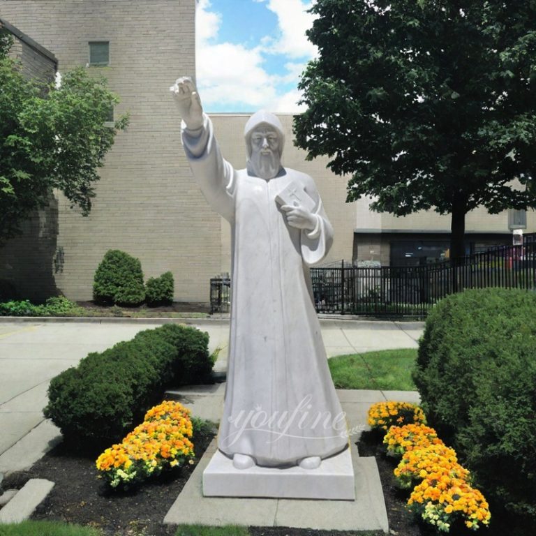 Life Size White Marble St Charbel Statue