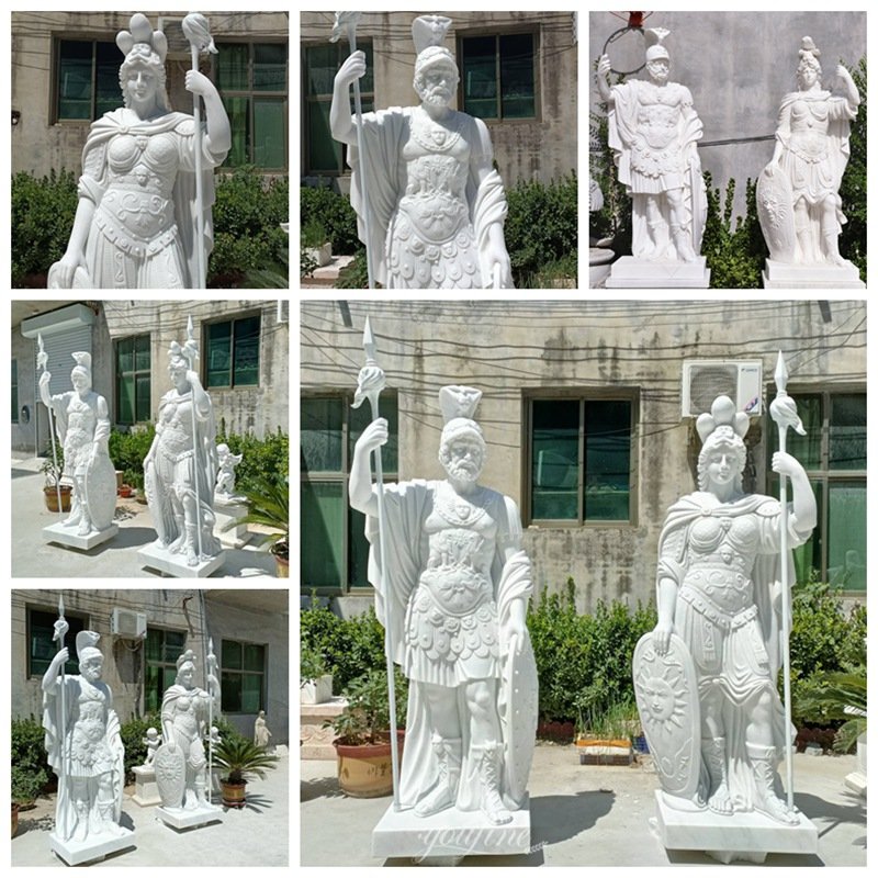 Life Size White Standing Marble Warrior Statue Details