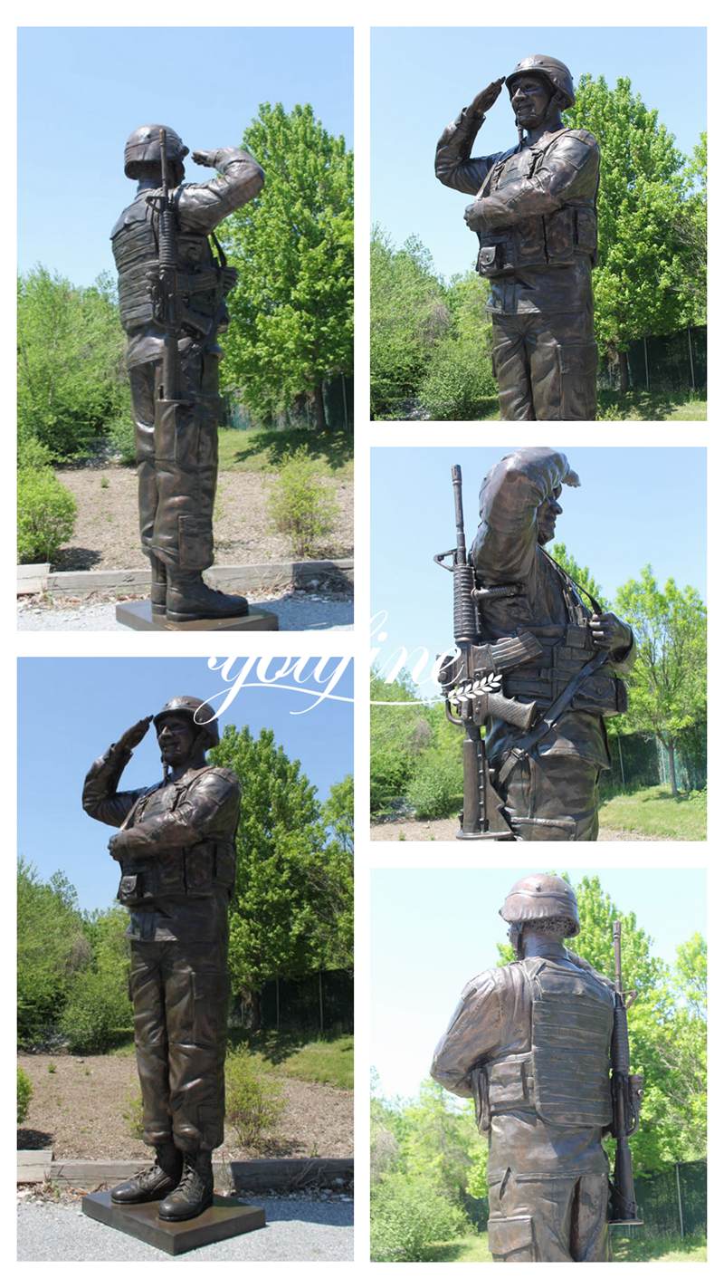 Life-size Bronze Saluting Soldier Statue