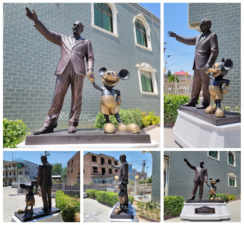 Life-size bronze Disney partners statue