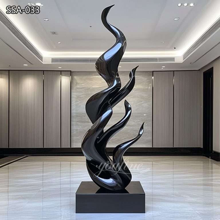 Luxury Abstract Black Metal Sculpture for Hotel Lobby Decor