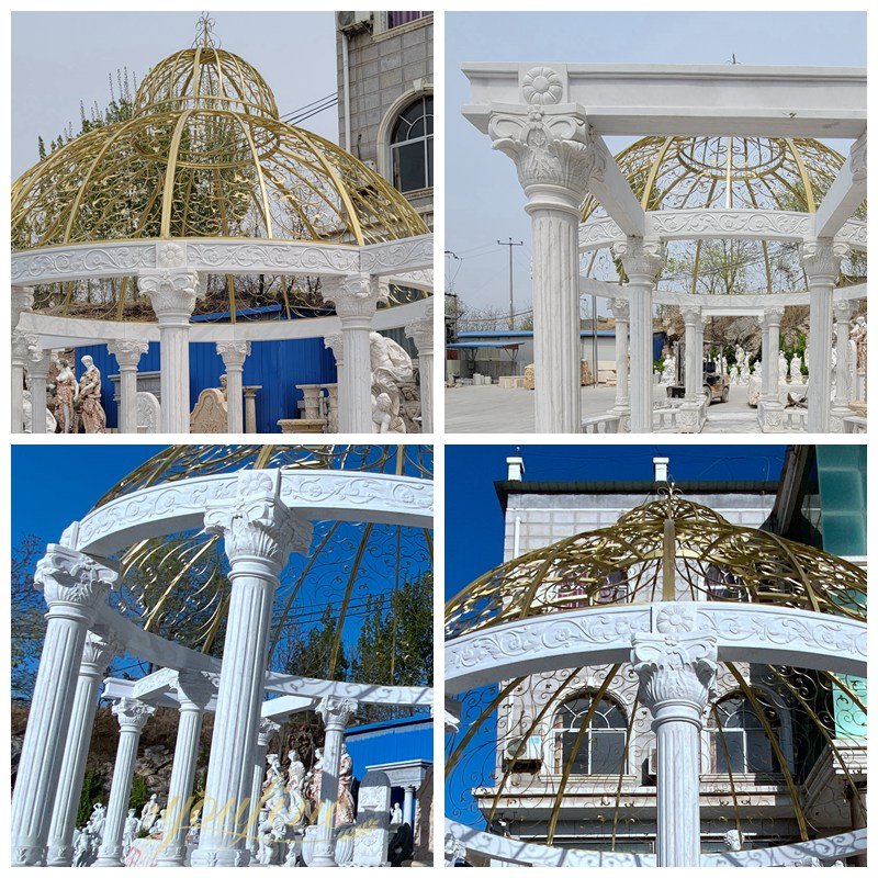 White Marble Luxury Garden Gazebo Details