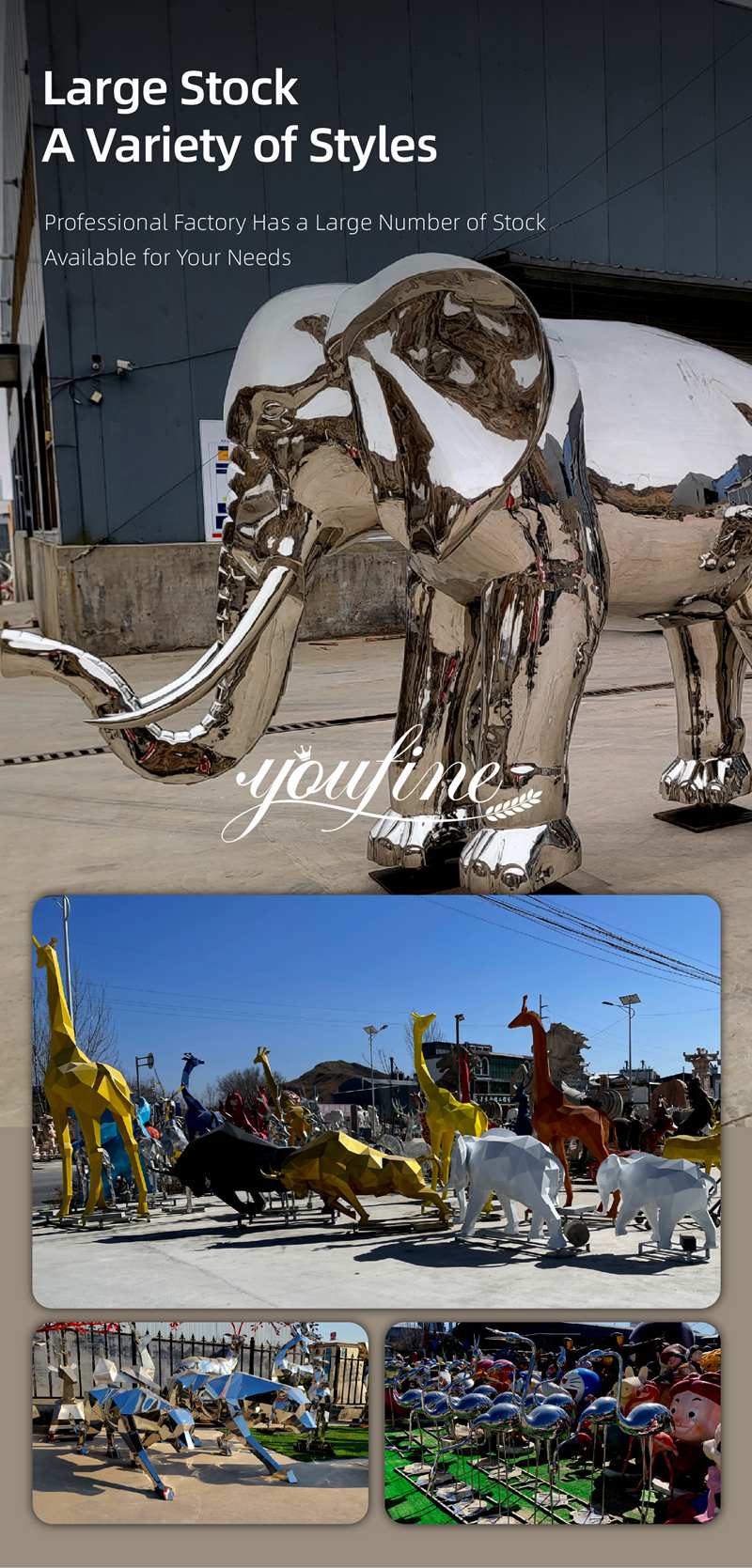 Many Metal Animal Sculpture in Stock