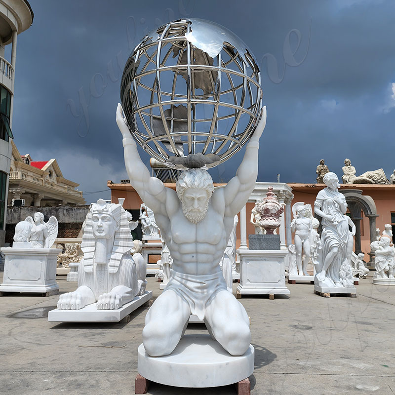 Marble Atlas Holding the World Statue
