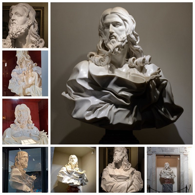 Marble Bernini Jesus Bust of the Savior Statue Details