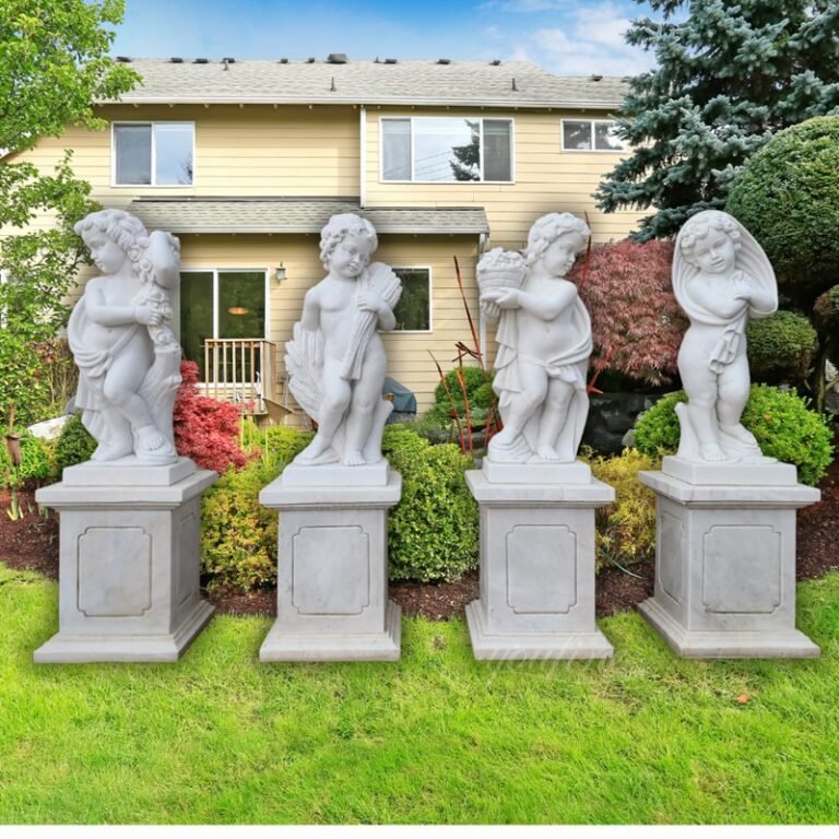 Marble Four Seasons Cherub Statues for Lawn Decor