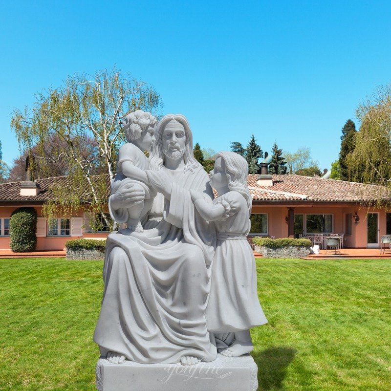 Marble Jesus and Children Sculpture