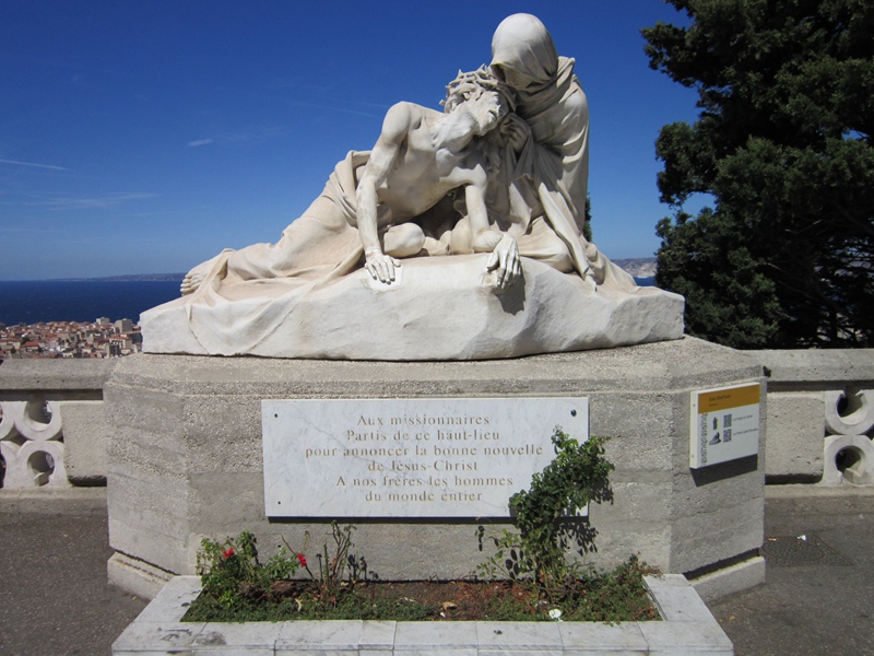 Marble Mary and Christ Sculpture