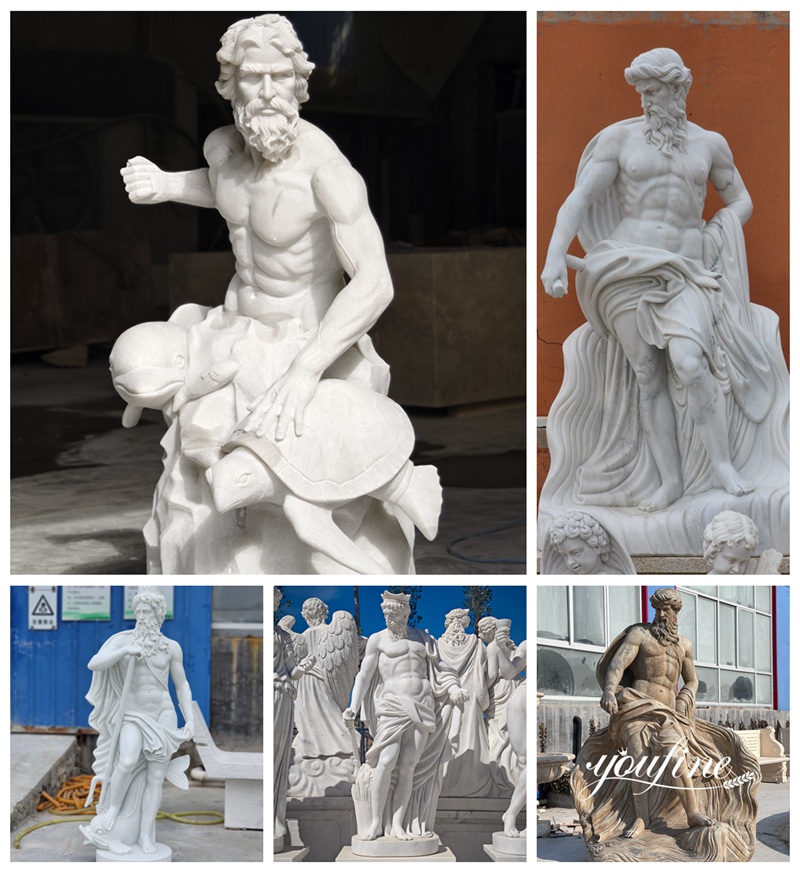 Marble Poseidon sculptures in different styles