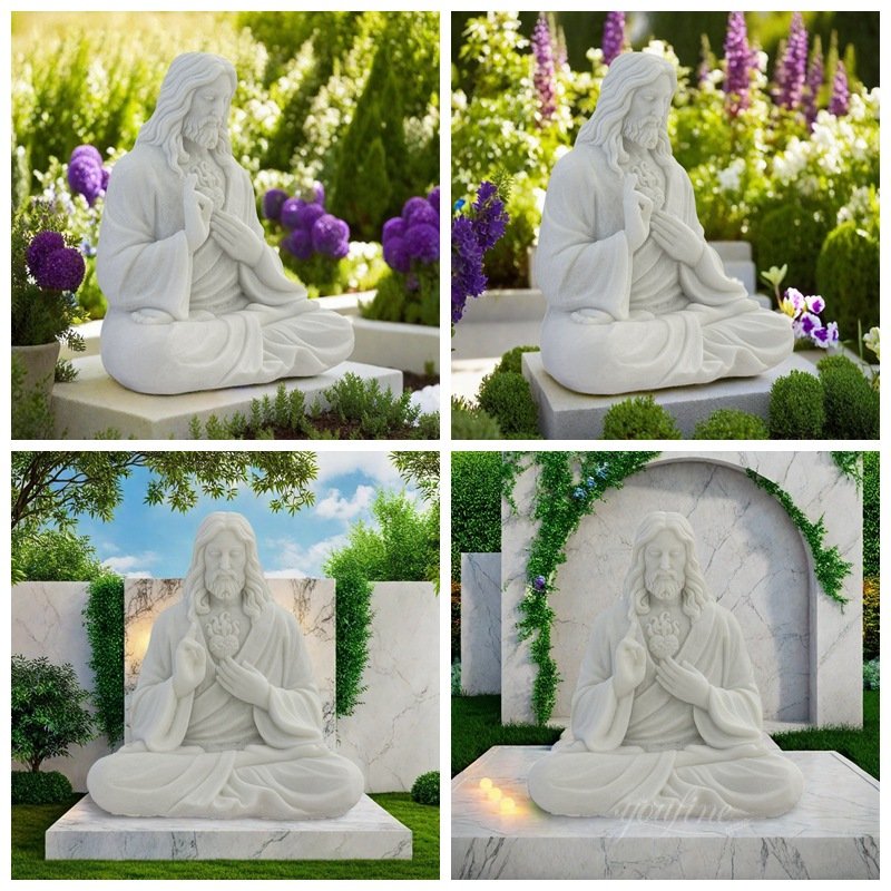 Marble Sitting Meditating Jesus Statue Application Scenes