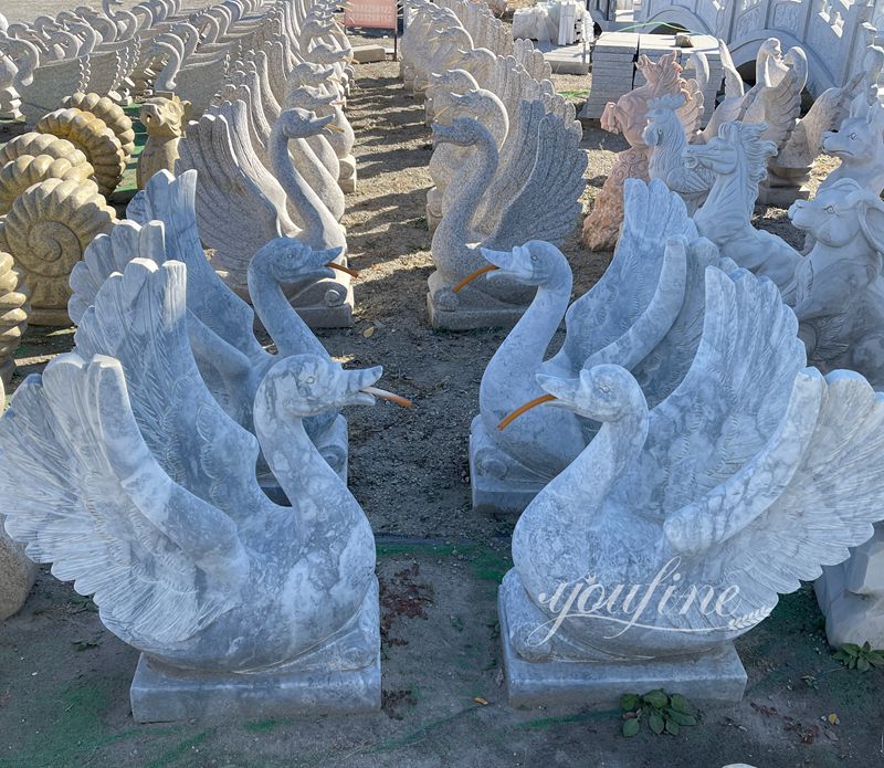 Marble Swan Statue in Stock (2)