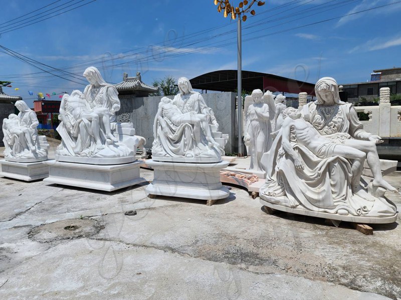 Mary and Jesus sculpture stocks