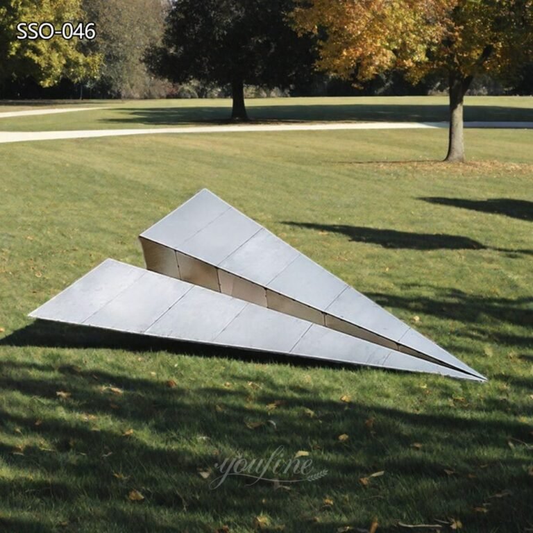 Metal Paper Airplane Sculpture for Outdoor Lawn Decor