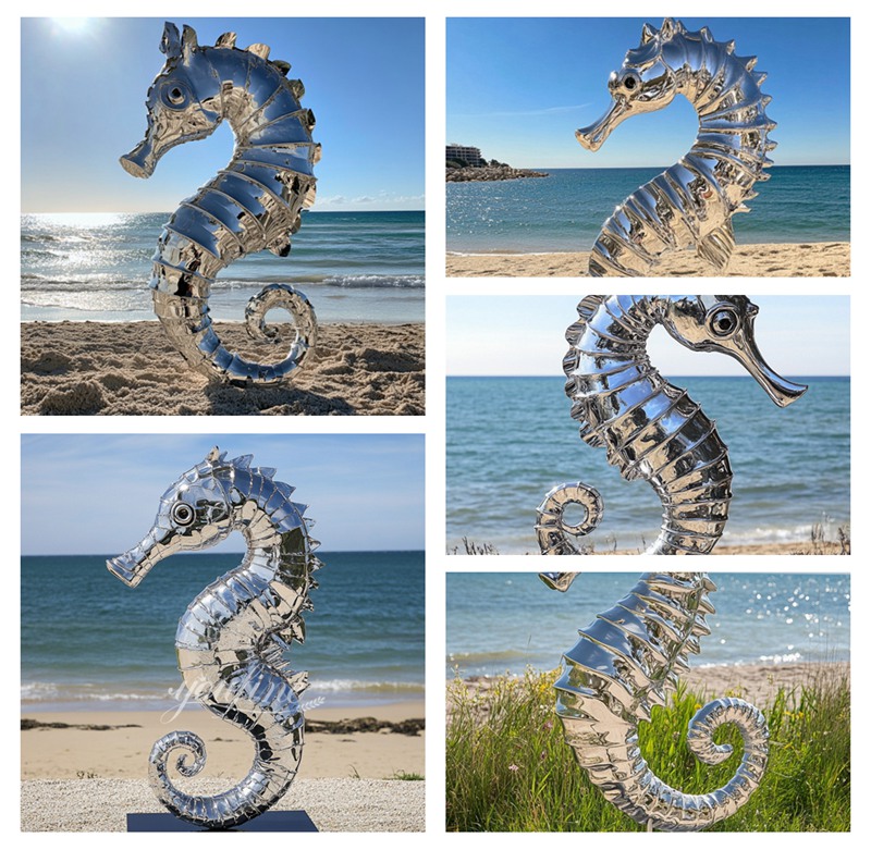 Metal Stainless Steel Seahorse Sculpture Details