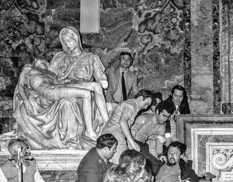 Michelangelo Pieta statue second vandalism in 1972